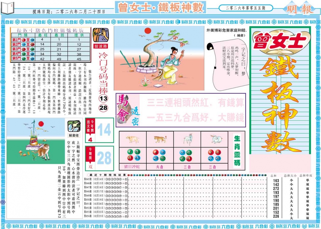 055期曾女士铁板神数A[图]