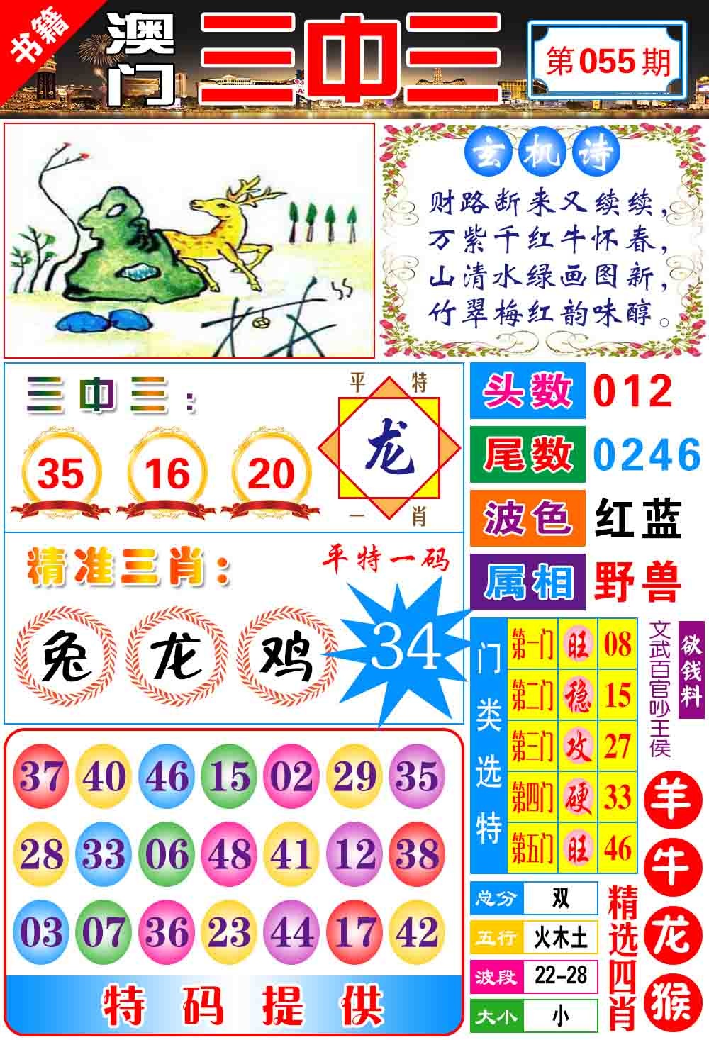 055期澳门宝典三中三[图]