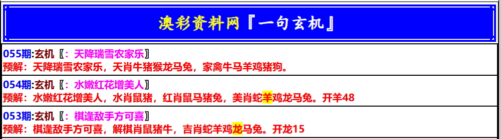 055期澳门一句玄机[图]